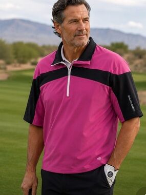 Galvin Green Men’s Pink and Black Golf Half Sleeve Bay Windstopper Jacket XL NWT